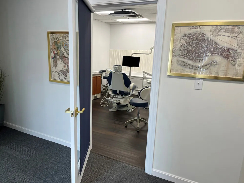 View into a dental treatment room at Ari Family Dental