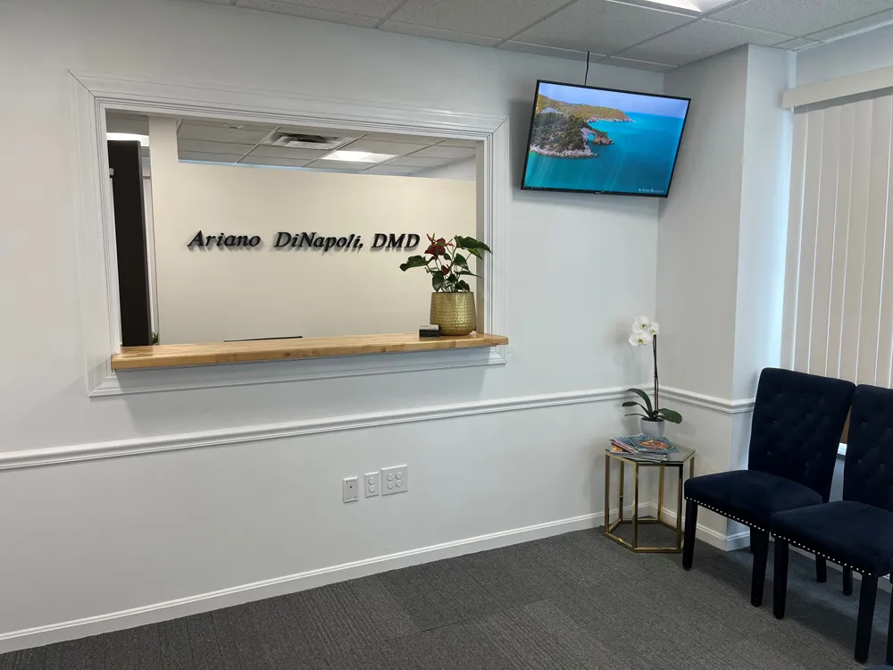 Reception area at Ari Family Dental with seating